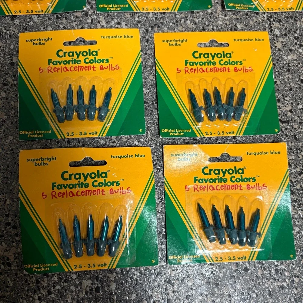 Vintage 1996 Crayola Christmas Light Replacement Light Bulbs Gold Turquoise Blue